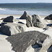 Rocks, unusual on an NC beach