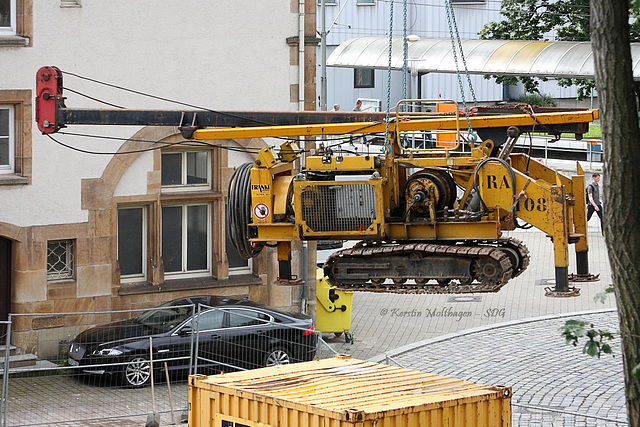 Fliegende Baumaschine aus der Nähe