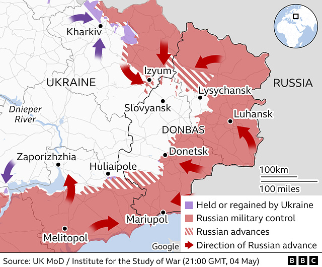 UKR - east map , 4th May 2022