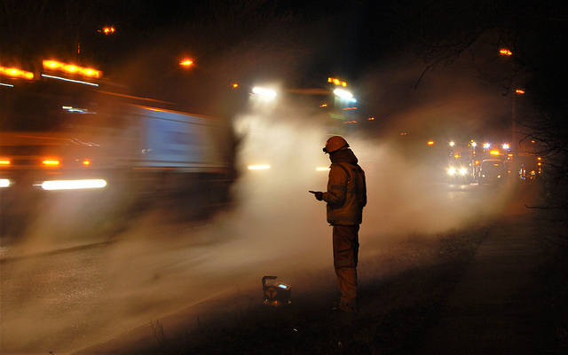 Hot tarmac on a freezing cold night!