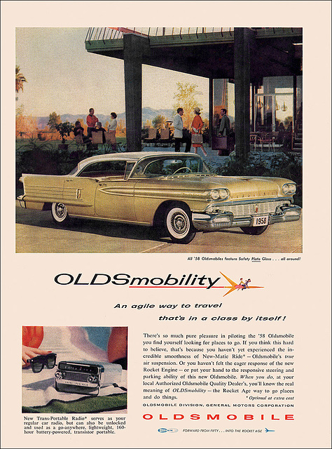 Oldsmobile Automobile Ad, 1958