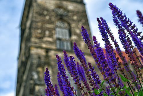 Blau vor Kirche