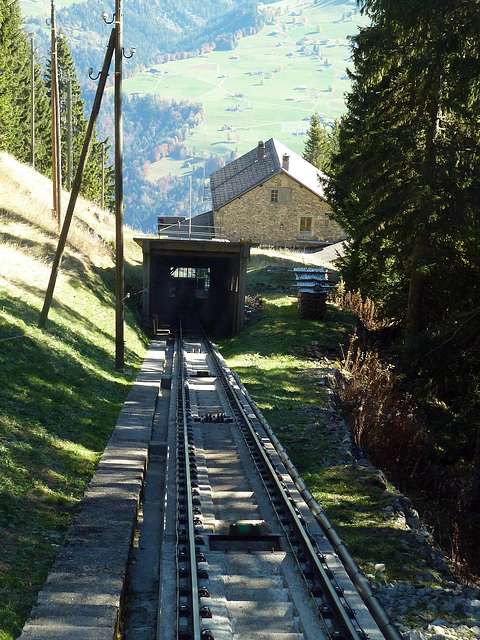 Der zweite teil der Niesenbahn nach dem Umsteigen auf 1669 m.ü.M bei der Station Schwandegg