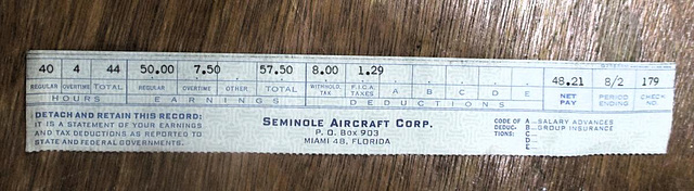 Pay stub 1957