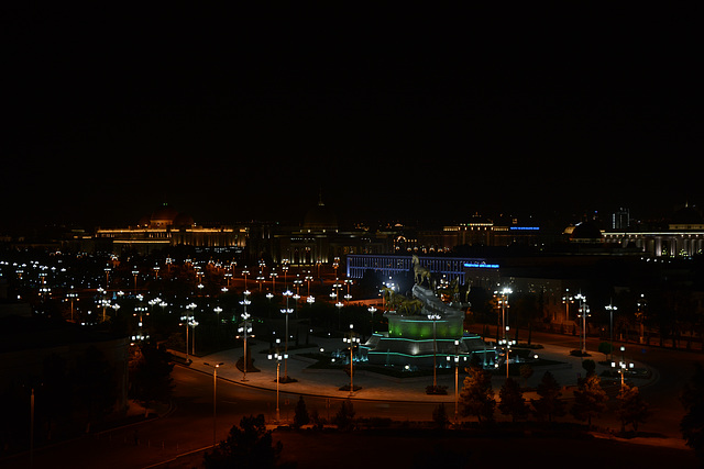Ashgabat, Government Quarter at Night