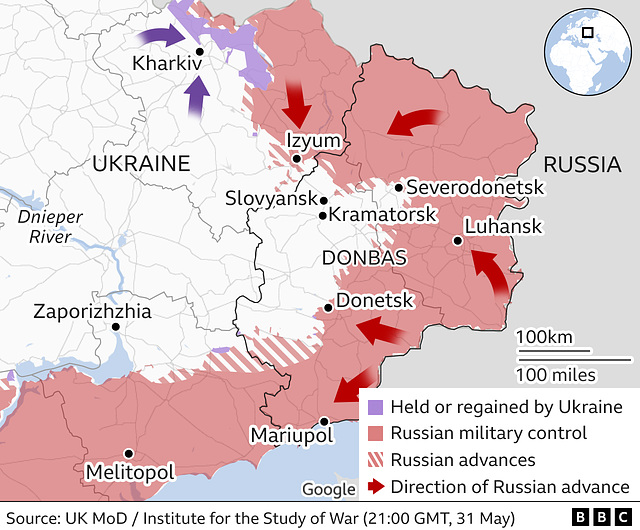 UKR - east map , 31st May 2022