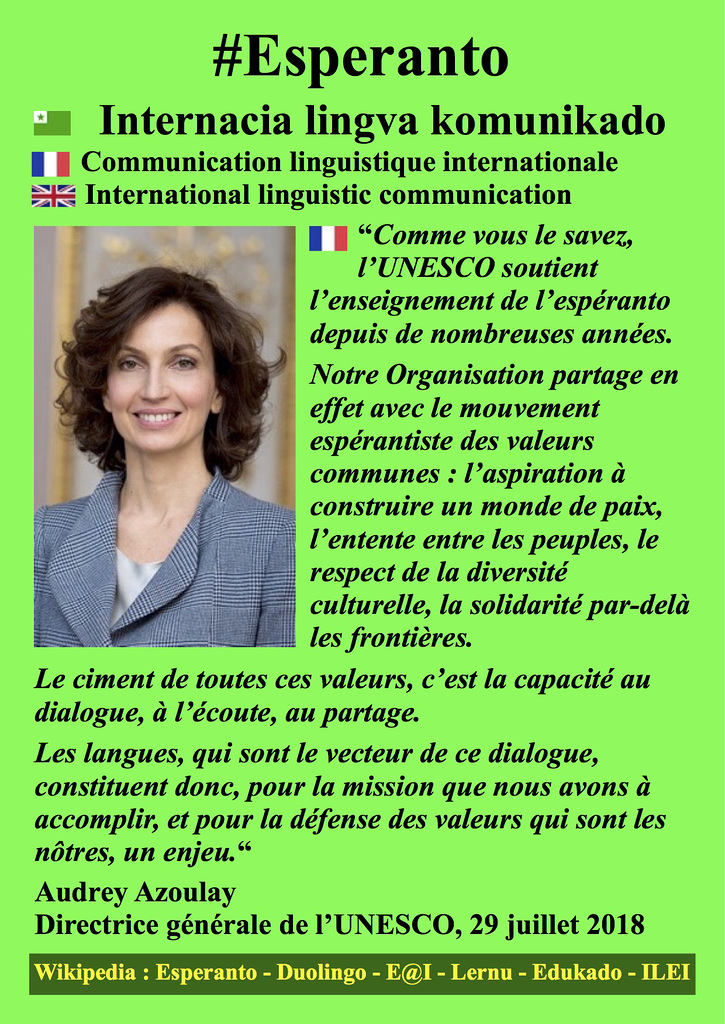#Esperanto Audrey Azoulay FR