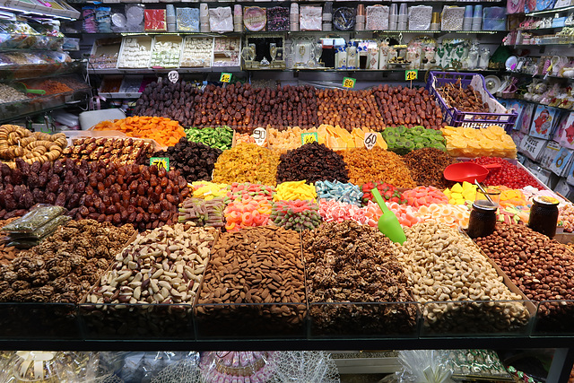 Nuts, dried fruit and rubbery sweets