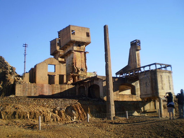 Ruins of abandoned copper mines.