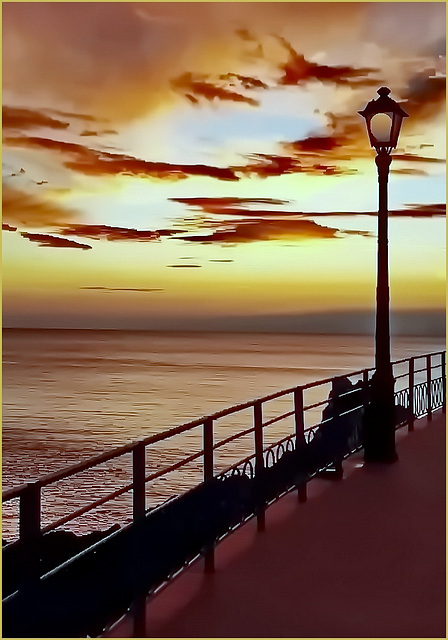 crepuscolo sulla passeggiata di Nervi -