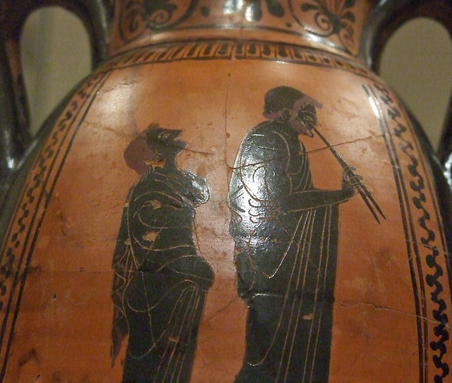 Detail of a Black Figure Terracotta Neck Pelike in the Metropolitan Museum of Art, July 2011