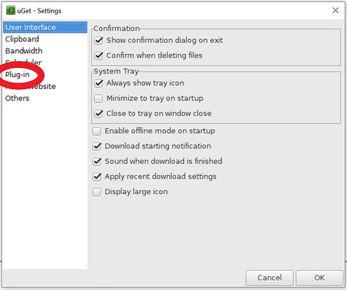 uget settings