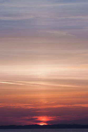 Sunset with light pillar