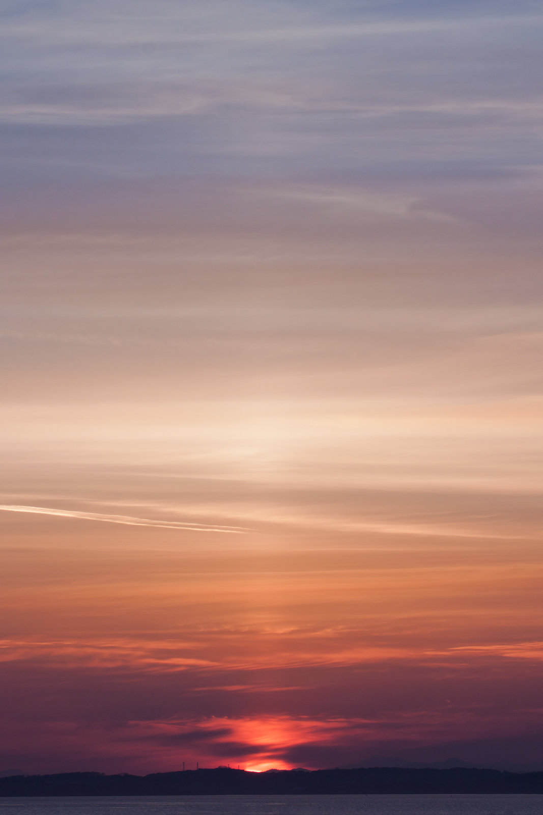 Sunset with light pillar