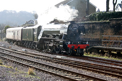 Gresley class A3 60103 FLYING SCOTSMAN reversing out to Turntable at Scarborough 23rd February 2016