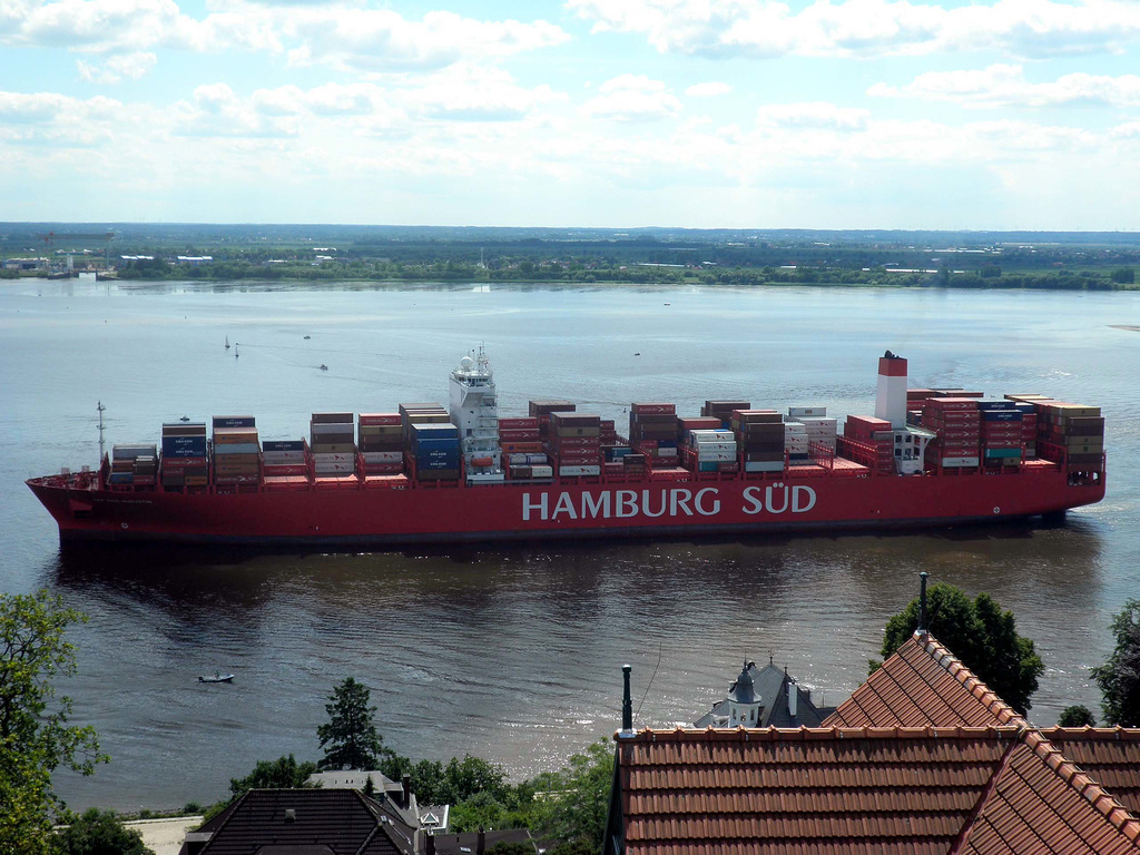 CAP SAN AUGUSTIN beim Erstanlauf Hamburgs vom Süllberg aufgn.