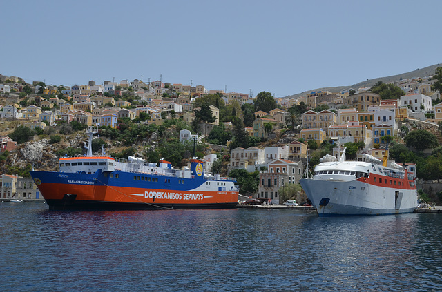 Ferry Boats at the Port of of Symi