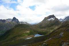Norway, The Island of Senja, Landscape with Storevatnet Lake and Barden Mountain (659m)