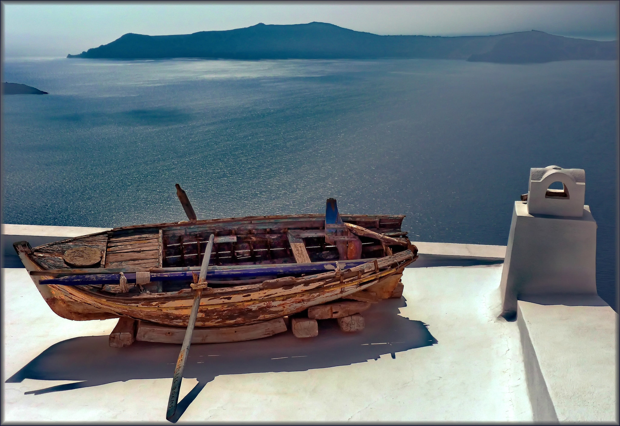 Santorini : Thira - la barca sul tetto