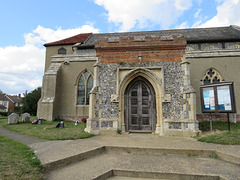 shotley church, suffolk (24) porch begun c.1462, later completed in brick. aisles c14, tower collapsed 1638