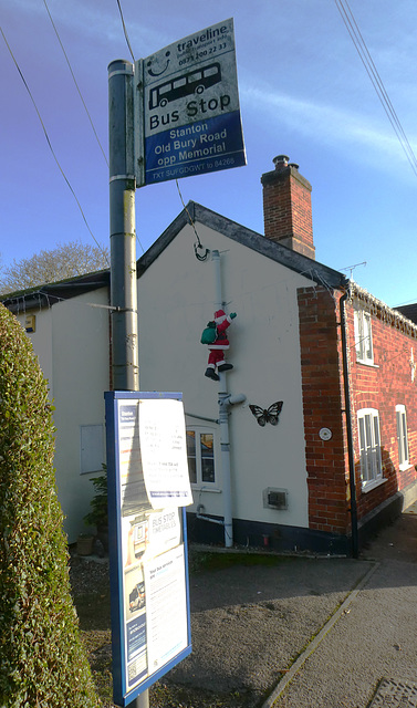 Bus stop and service information in Stanton - 6 Dec 2024 (P1200478)