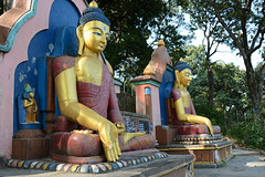 Kathmandu, Buddha Statues at the East Entrance to the Swayambhunath