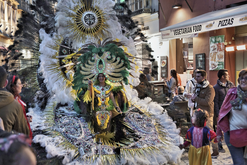 Parade of the Carnival Gods and Goddess, Take #3 – Viewed on Calle José Denis Belgrano, Málaga, Andalucía, Spain