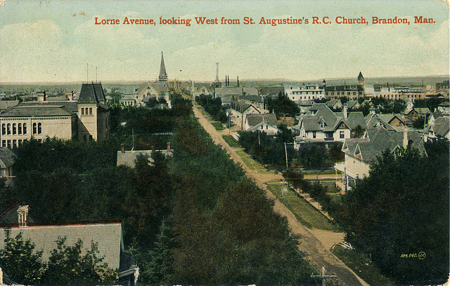 6924. Lorne Avenue, looking West from St. Augustine's R.C. Church, Brandon, Man. [104,940]