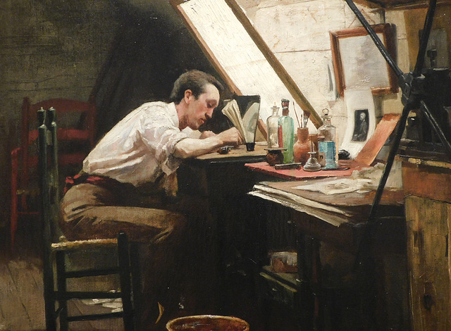 Detail of The Etcher by Stacy Tolman in the Metropolitan Museum of Art, February 2020