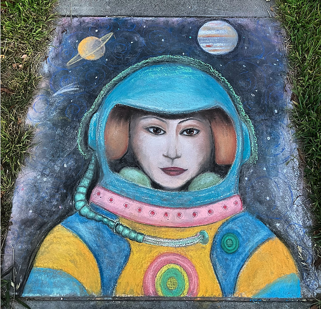 Pandemic chalk: Astronaut