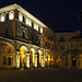 Biella (Italy), lights from the Town Hall. To the right the Baptistery of St. John the Baptist