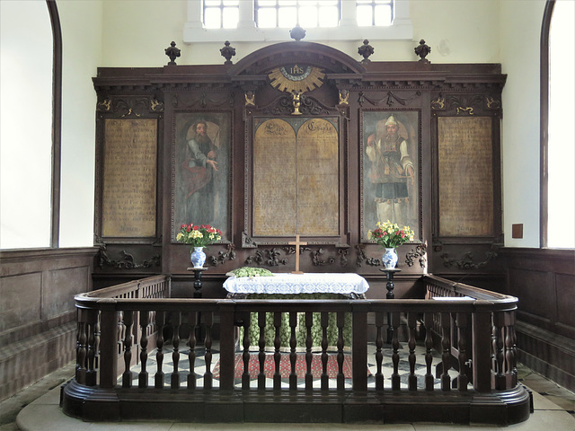 shotley church, suffolk (9) c18 chancel rebuilt and refurbished in 1745, the communion rail looks c.1700