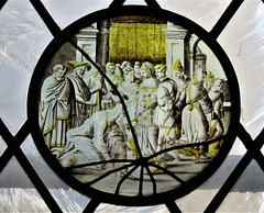 chelsea old church, london (4) c16 glass roundel of jesus and the woman taken in adultery