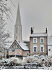 York winter scene, with spire of All Saints Church
