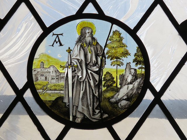 chelsea old church, london (1) c16 glass roundel of st paul