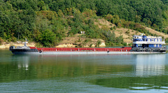 Cargo Vessel Navigating the Iron Gates