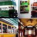Trams and double-decker bus in Carris Museum