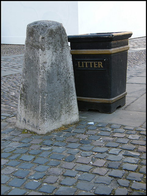 old bin and bollard