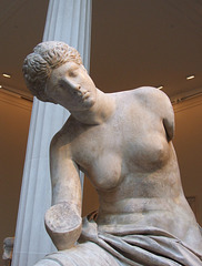 Detail of a Marble Statue of a Seated Muse in the Metropolitan Museum of Art, January 2012