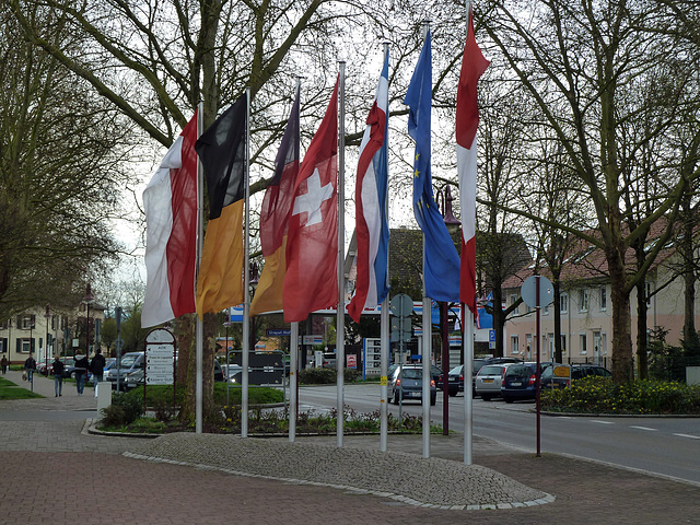 Flaggenparade in Breisach