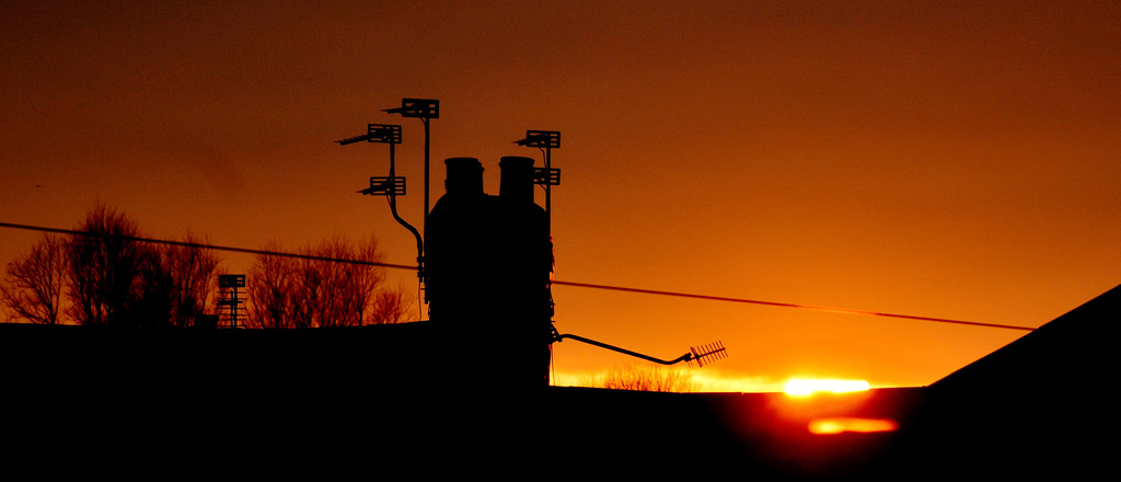 Orange sky over the roof tops