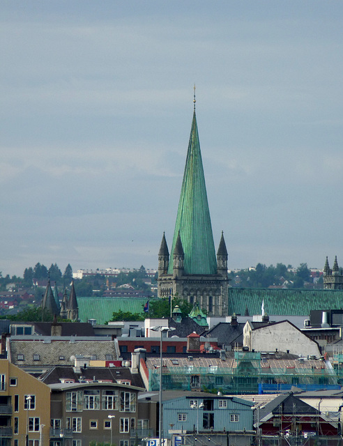 Trondheim Townscape Dominated by the Tower of Nidaros Cathedral