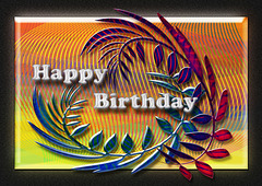 Autumn fractal with glass button leaves - Happy Birthday