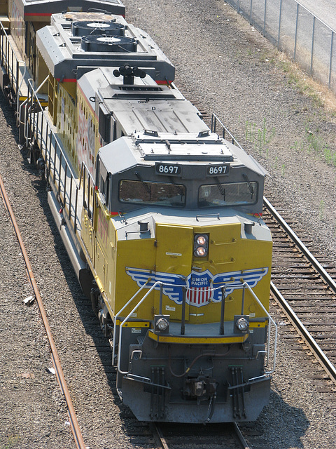 UP Engine 8697 Brings up the Rear