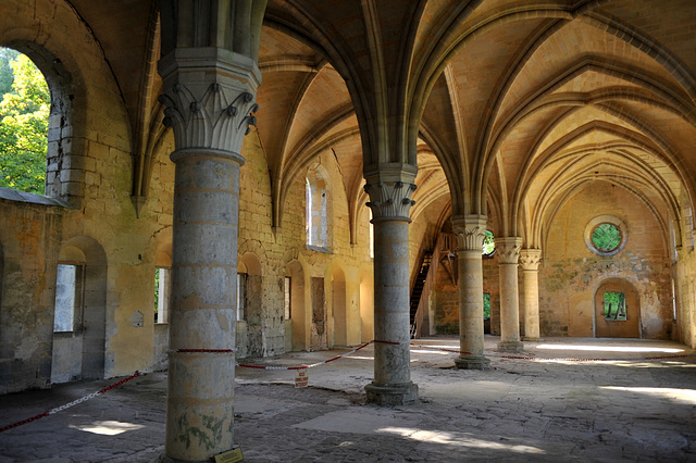 Le dortoir des moines de l'abbaye Notre-Dame du Val