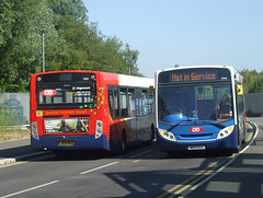 DSCF2909 Stagecoach East (Cambus) 27848 (AE13 DZU) and 27853 (AE13 DZZ) at Cambridge North Station - 29 Jun 2018