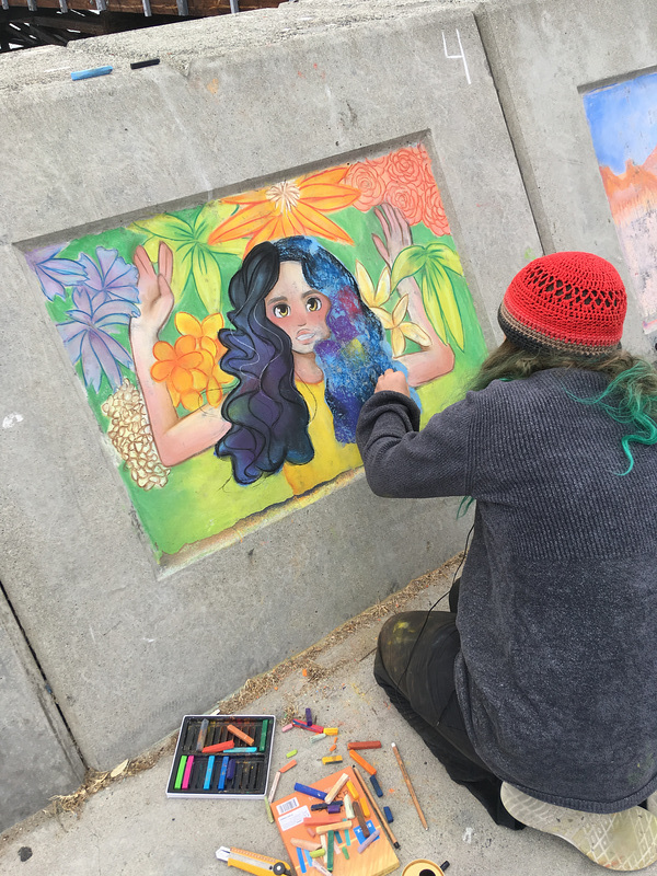 Chalk art, Redondo Beach Sea Wall