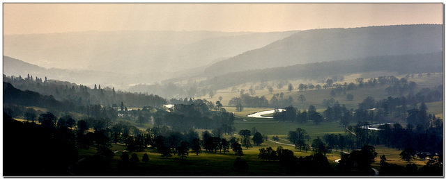 Chatsworth House and grounds from Curbar Edge