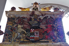 chelsea old church, london (90) heraldry on c16 tomb of gregory fiennes, lord dacre +1594