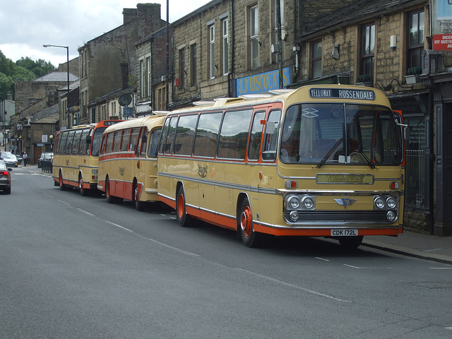 DSCF0717 Preserved Yelloway coaches at Bacup - 5 Jul 2015